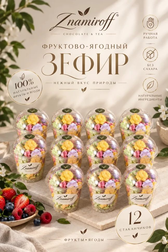  Зефир в стаканчиках без сахара(коробка 12шт по 100гр) в Канаше