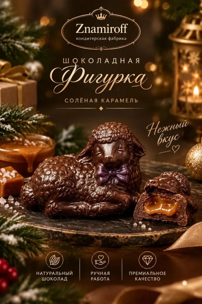  Шоколад фигурный "Овечка спящая" молочный шоколад с начинкой солёная карамель(блок 5шт по 70г) в Канаше